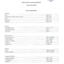 جدول ارزش های غذایی WPC پگاه