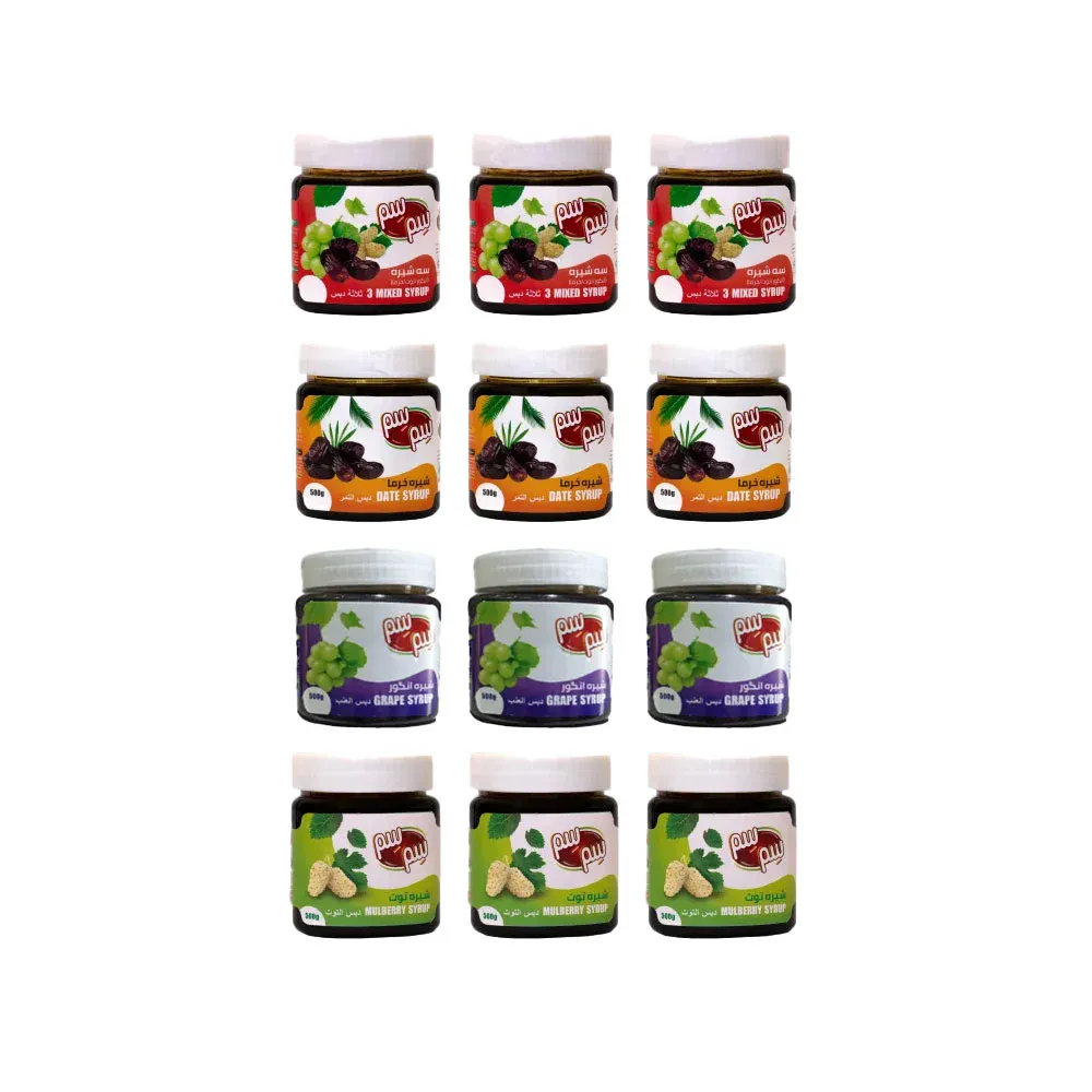 شیره آب حیات 12 عددی | خرما، انجیر، توت، سه شیره | 20% تخفیف